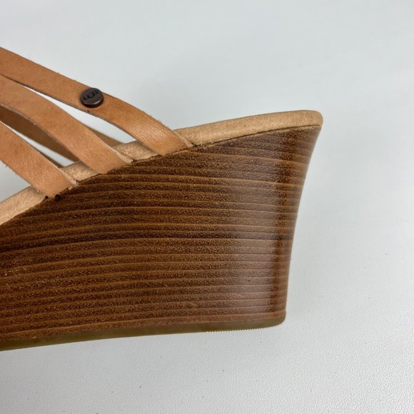 UGG Mattie Womens Platform Wedge Strappy Sandals Tan Brown Leather size 10 - Picture 11 of 16